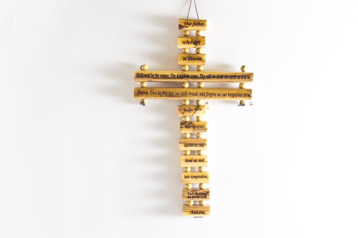 Block Cross Tree Blocks Cross (Lord's Prayer) – Holy Land Christian Solidarity Cooperative