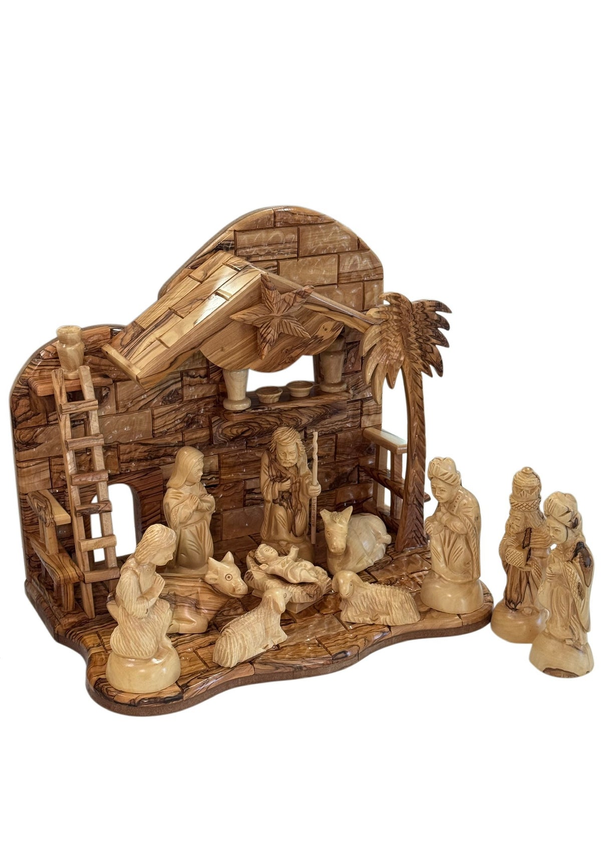 Nativity Stable with Figures Set and Music Box