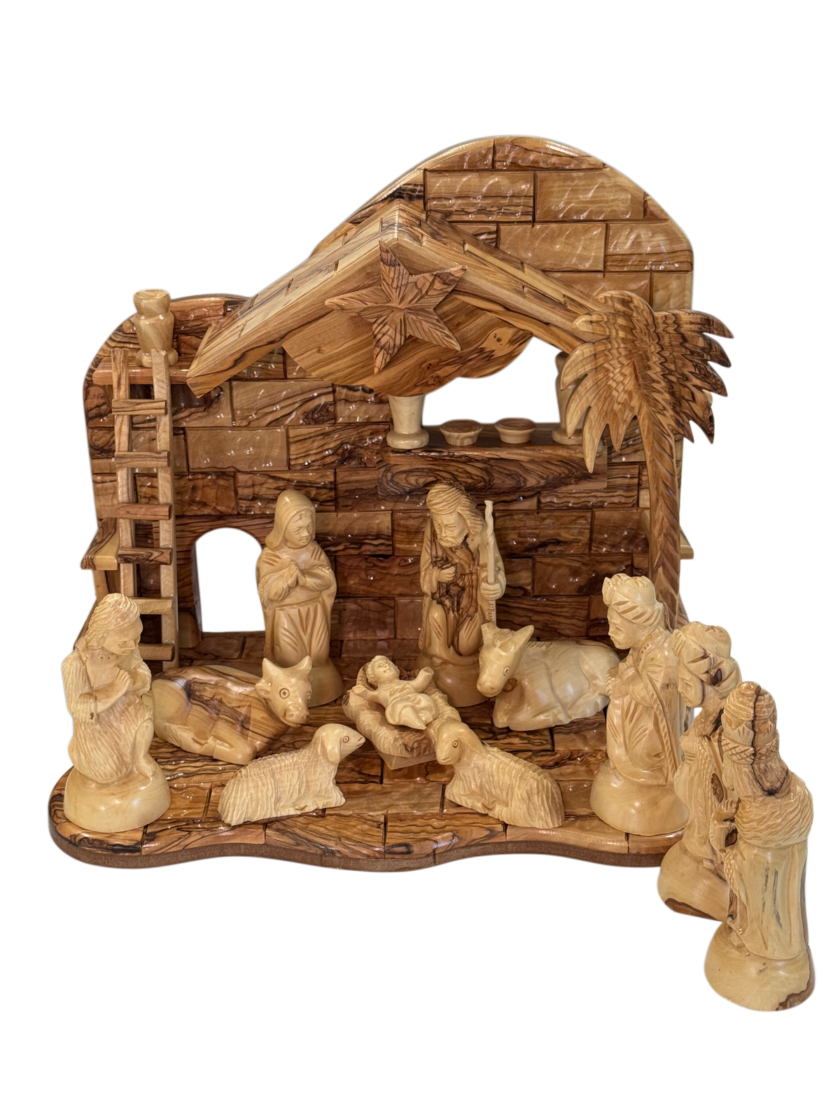 Nativity Stable with Figures Set and Music Box