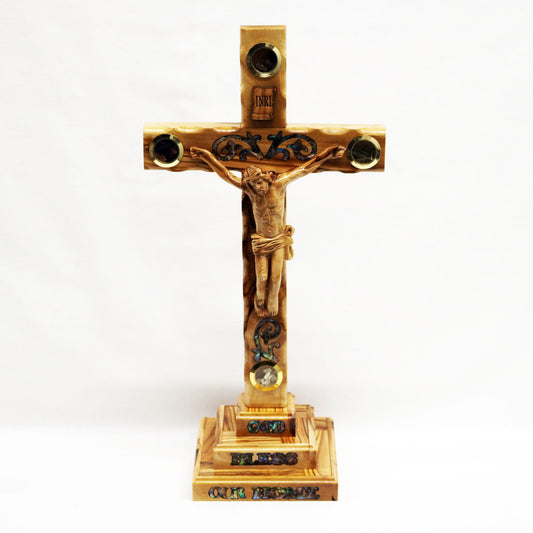 Latin Crucifix on a Stand with Mother of Pearl